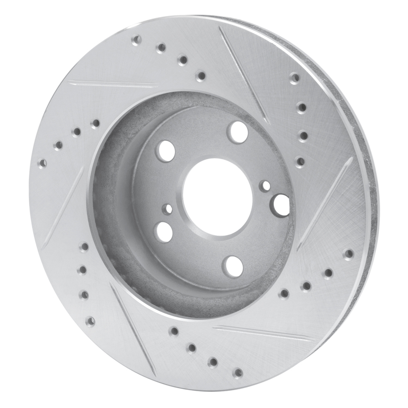 Toyota Celica Brake Rotor (1) - Front Left - R1 Concepts - Drilled & Slotted - Silver - `94-`00